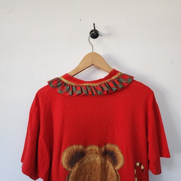 Vintage Handmade Teddy Bear Ugly Christmas Sweater Shirt Embroidered Puffy Party - Picture 4 of 6